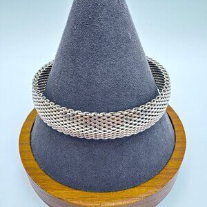 VTG Solid Sterling Silver 925 Heavy Mesh Link Chain Bracelet Size 7.5" Fit